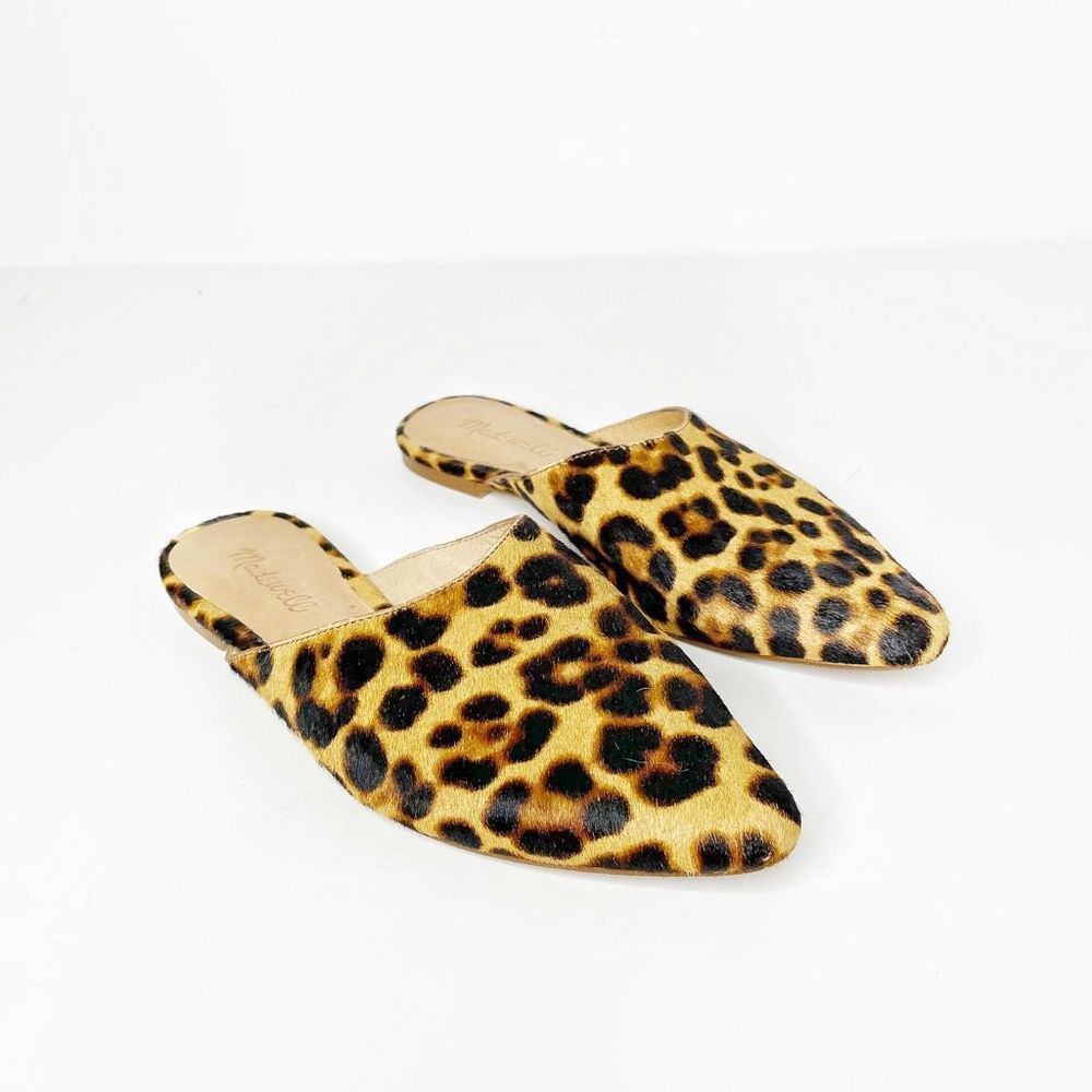 MADEWELL The Remi Mule Leopard Calf Hair slip on flat WOMENS 7